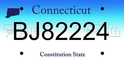 BJ82224 Connecticut License Plate