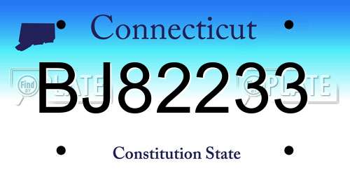 BJ82233 Connecticut License Plate