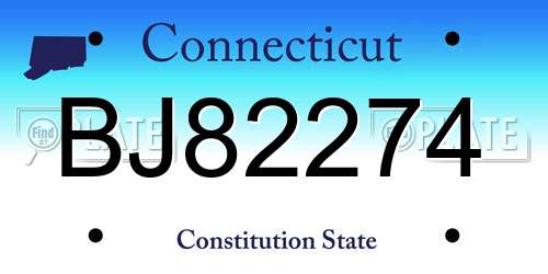 BJ82274 Connecticut License Plate