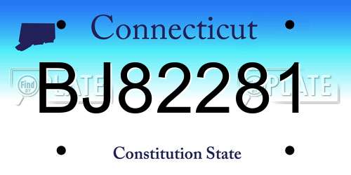 BJ82281 Connecticut License Plate