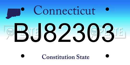BJ82303 Connecticut License Plate