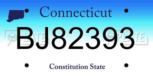 BJ82393 Connecticut License Plate