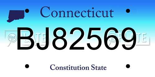 BJ82569 Connecticut License Plate