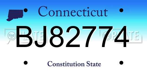 BJ82774 Connecticut License Plate