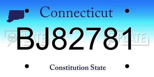 BJ82781 Connecticut License Plate
