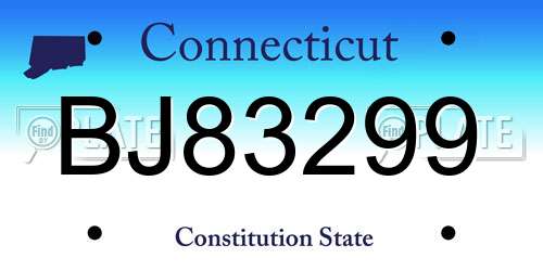 BJ83299 Connecticut License Plate