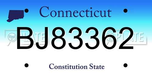 BJ83362 Connecticut License Plate