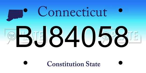 BJ84058 Connecticut License Plate