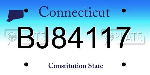 BJ84117 Connecticut License Plate