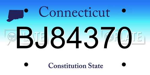 BJ84370 Connecticut License Plate
