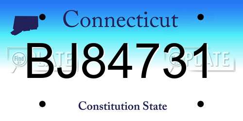 BJ84731 Connecticut License Plate