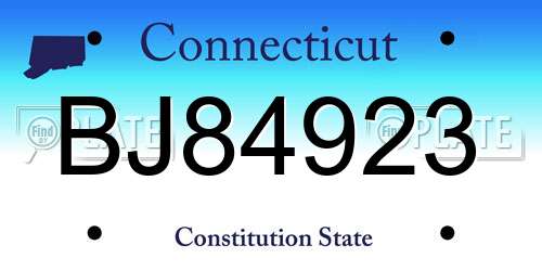 BJ84923 Connecticut License Plate