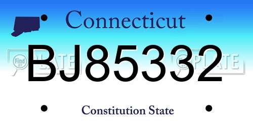 BJ85332 Connecticut License Plate