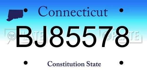 BJ85578 Connecticut License Plate
