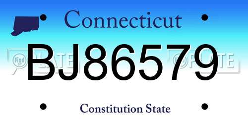 BJ86579 Connecticut License Plate