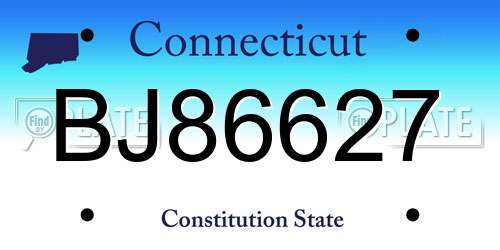 BJ86627 Connecticut License Plate