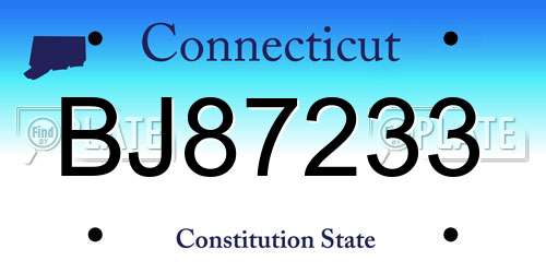 BJ87233 Connecticut License Plate