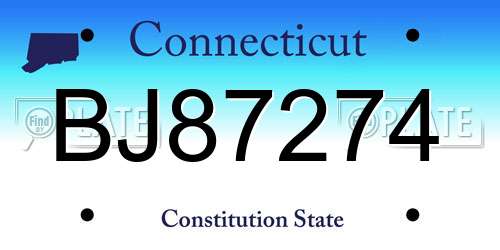 BJ87274 Connecticut License Plate