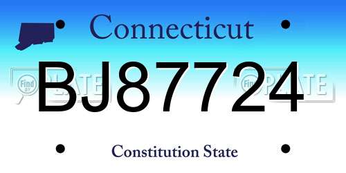 BJ87724 Connecticut License Plate