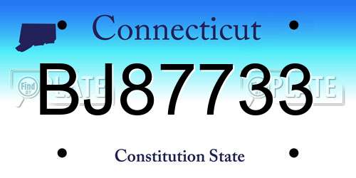BJ87733 Connecticut License Plate