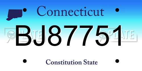 BJ87751 Connecticut License Plate