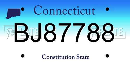 BJ87788 Connecticut License Plate