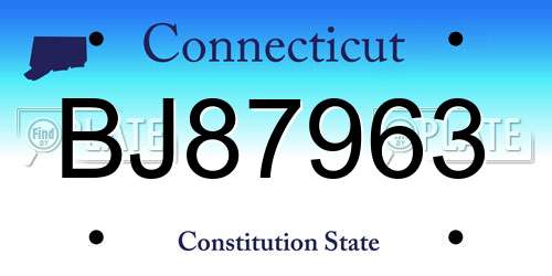 BJ87963 Connecticut License Plate