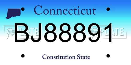 BJ88891 Connecticut License Plate