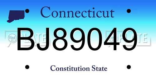 BJ89049 Connecticut License Plate