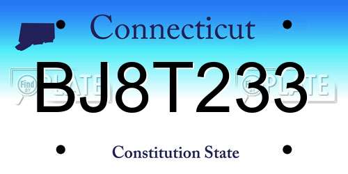 BJ8T233 Connecticut License Plate