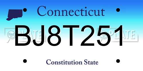 BJ8T251 Connecticut License Plate