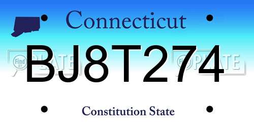 BJ8T274 Connecticut License Plate