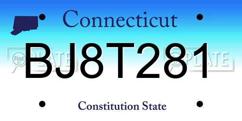 BJ8T281 Connecticut License Plate