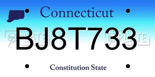 BJ8T733 Connecticut License Plate