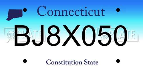 BJ8X050 Connecticut License Plate