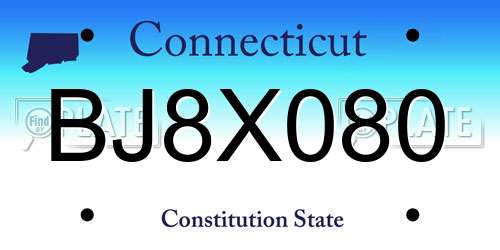 BJ8X080 Connecticut License Plate