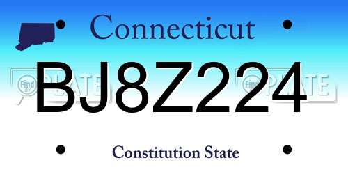 BJ8Z224 Connecticut License Plate