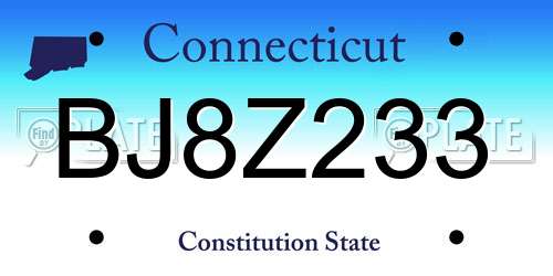 BJ8Z233 Connecticut License Plate