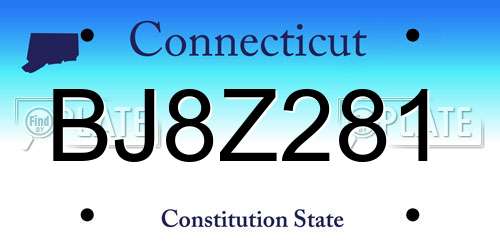 BJ8Z281 Connecticut License Plate