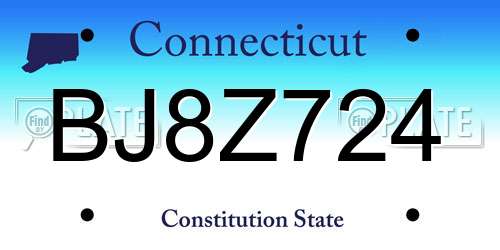 BJ8Z724 Connecticut License Plate