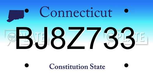 BJ8Z733 Connecticut License Plate