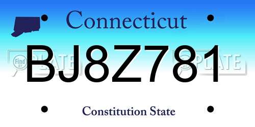 BJ8Z781 Connecticut License Plate
