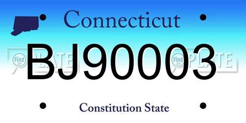 BJ90003 Connecticut License Plate
