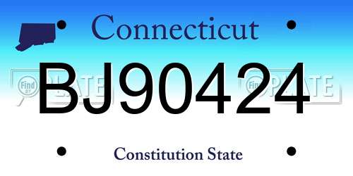 BJ90424 Connecticut License Plate