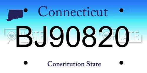 BJ90820 Connecticut License Plate