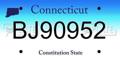 BJ90952 Connecticut License Plate