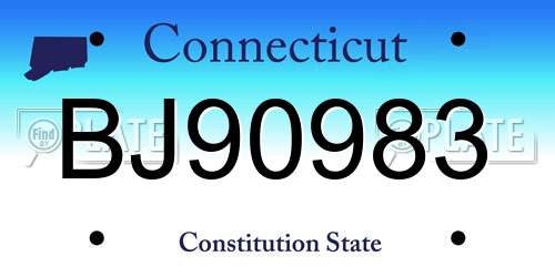 BJ90983 Connecticut License Plate