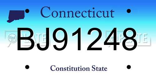BJ91248 Connecticut License Plate