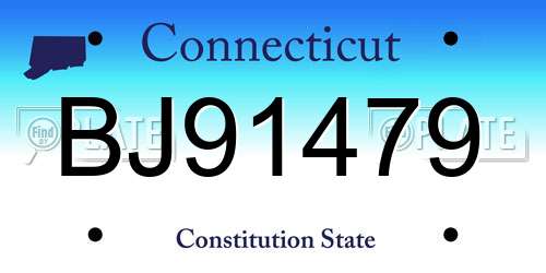 BJ91479 Connecticut License Plate