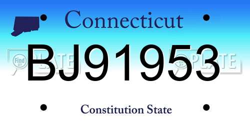 BJ91953 Connecticut License Plate